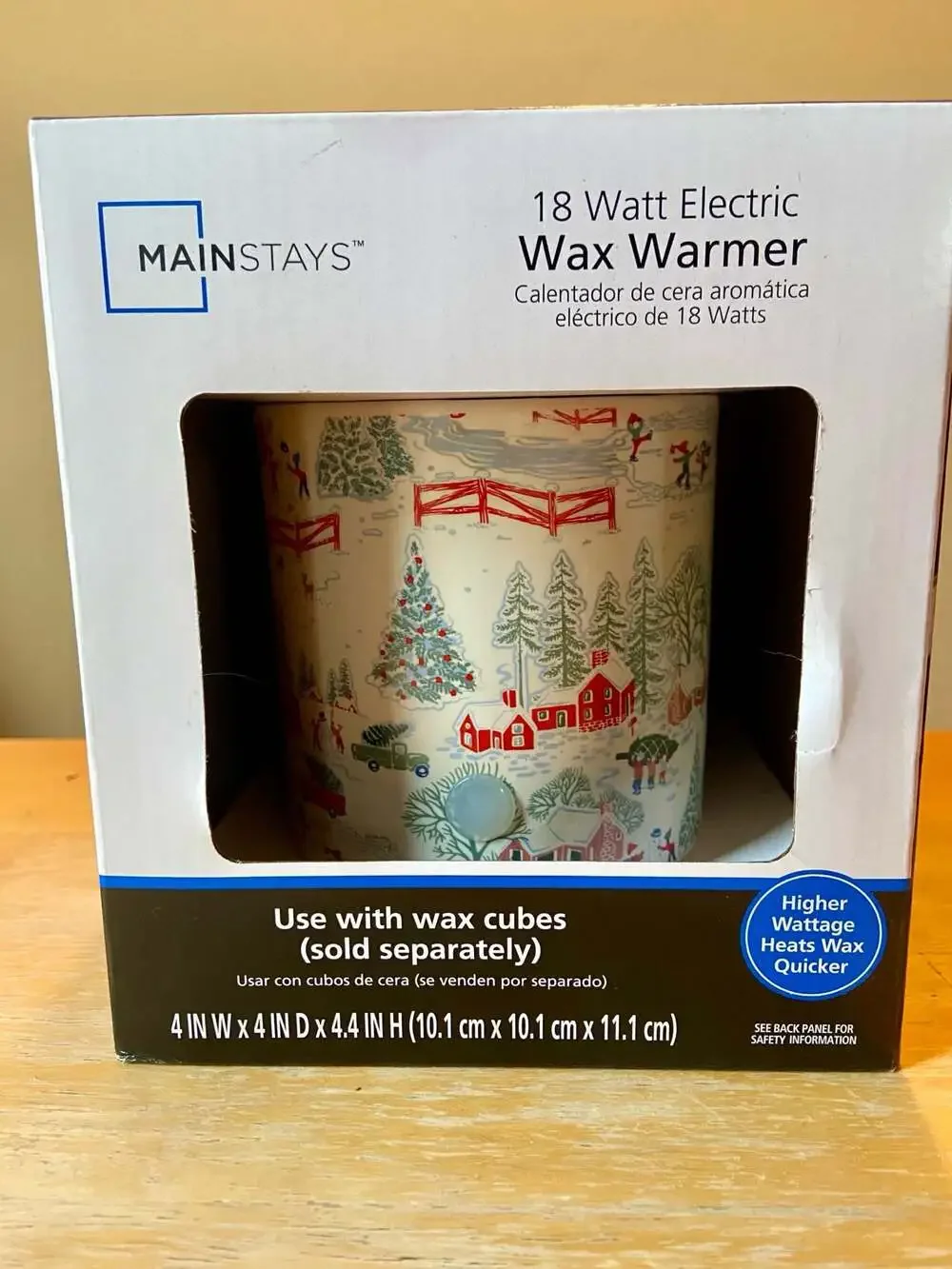 Mainstays Christmas Snowy Village Electric Ceramic Wax Warmer 18 Watt